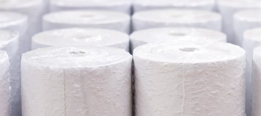 Schutzverpackung für Tapeten mit Schrumpffolie